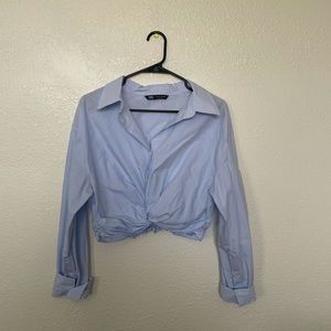 Zara cropped dress shirt blouse